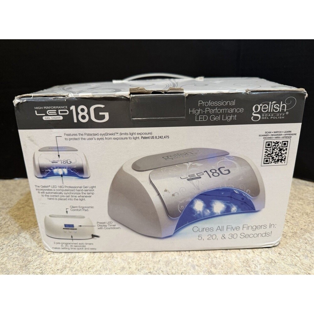 Gelish LED 18G Professional Gel Light Lamp w/ Box Cord Manual Works